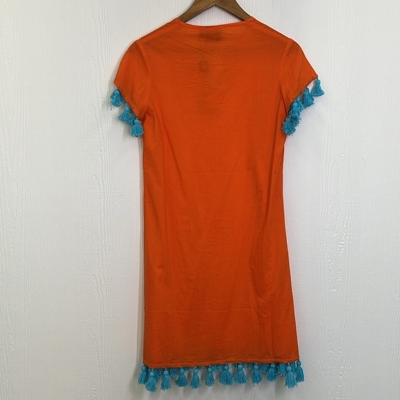 Madison Matthew’s - NWT Sara Mini Bright Orange Teal Tassel Mini Dress Size XS - Picture 12 of 12